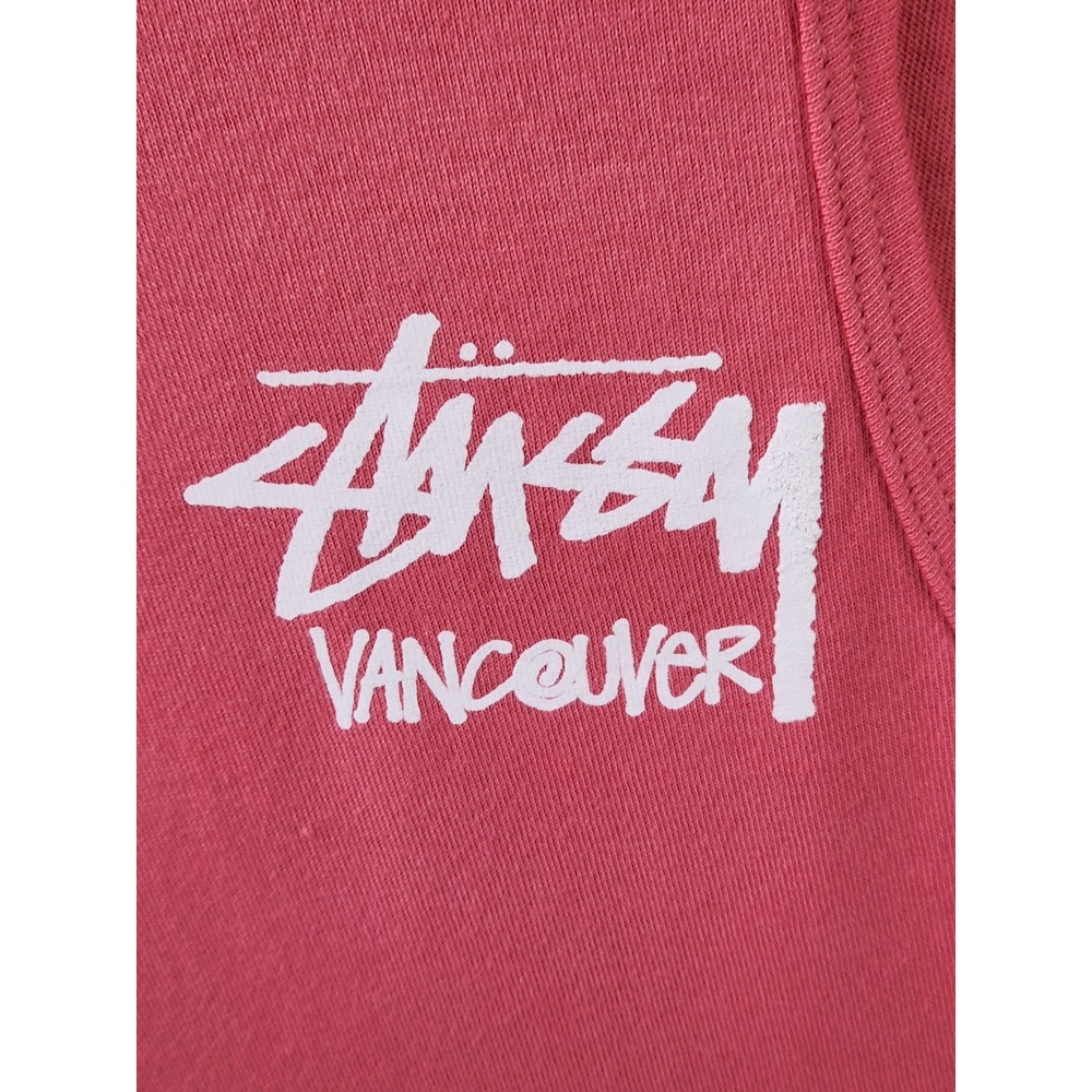 Stussy Vancouver Tank Top Men's Med Coral Graphic Streetwear Logo Cut Tag - Picture 4 of 8